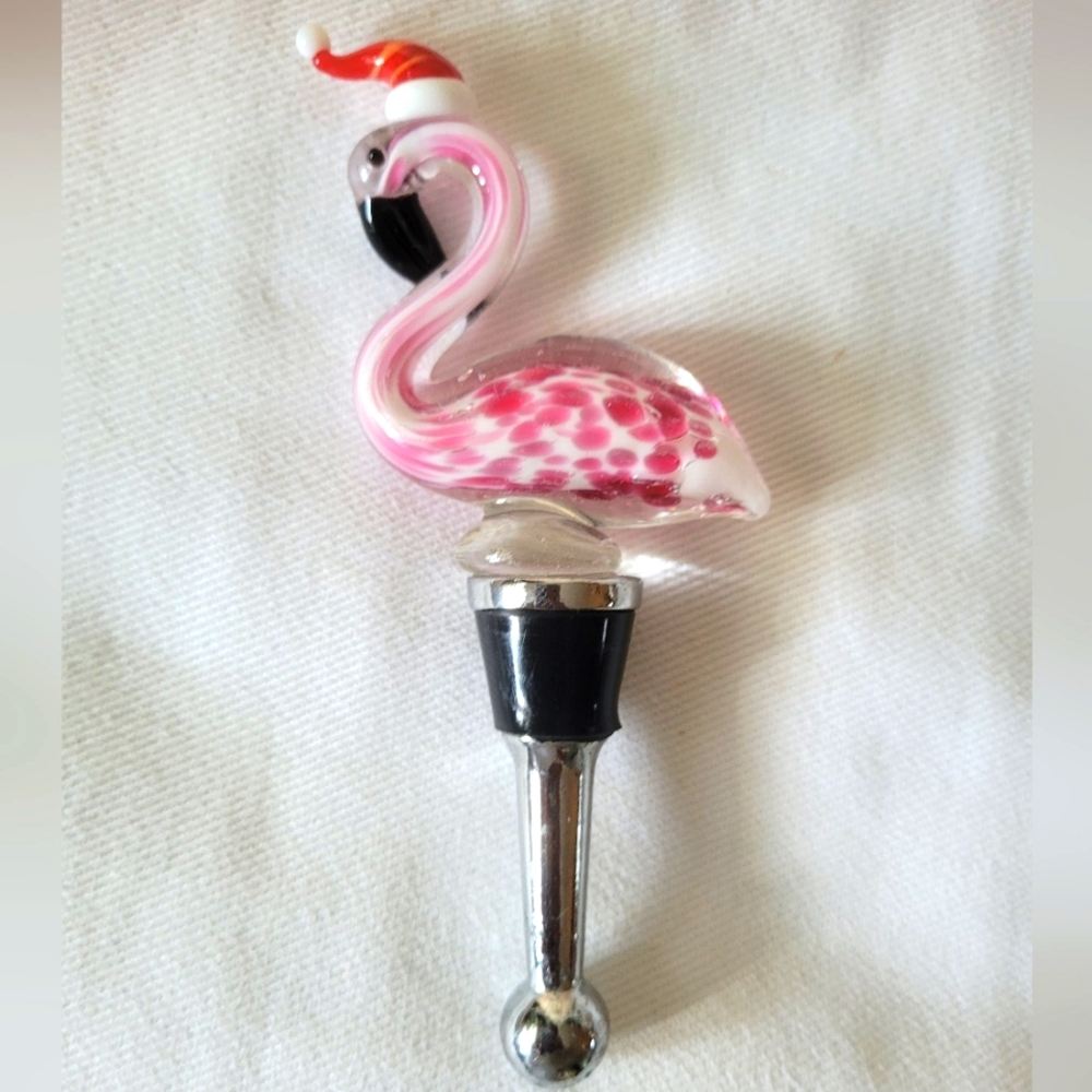 Pink Flamingo Glass Bottle Stopper